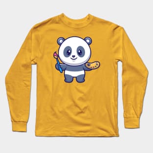 Cute Panda Painting Cartoon Long Sleeve T-Shirt